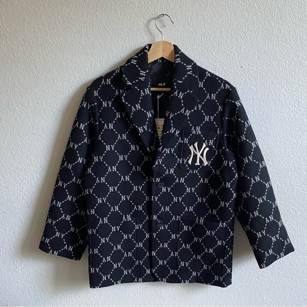 MLB Korea NY Yankees Monogram Wool Blend Blazer K Fashion Korean Streetwear XS